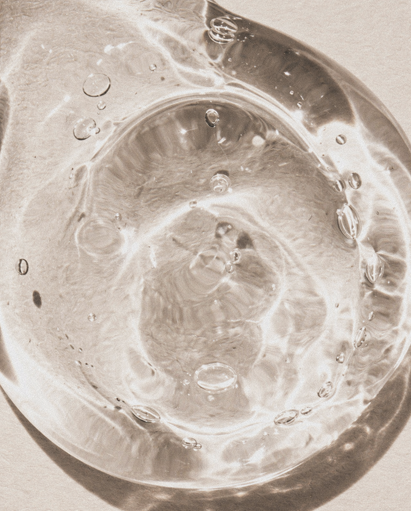 Close-up of Hyaluronic Acid gel droplet in water